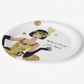 1920 Flapper Girl Gatsby , Art Deco Pappteller (Schrägansicht)