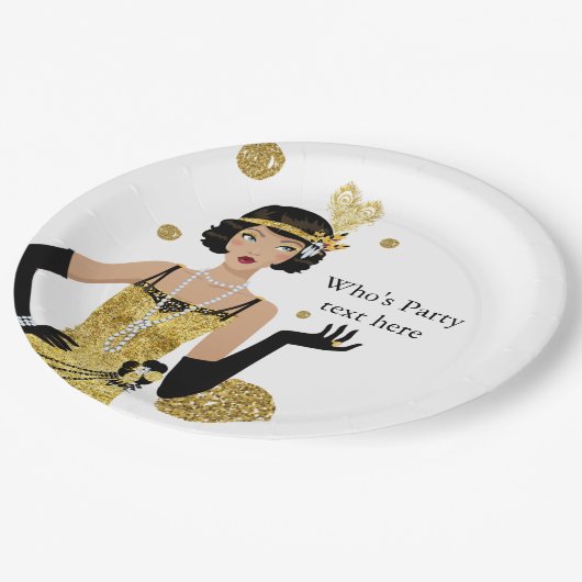 1920 Flapper Girl Gatsby , Art Deco Pappteller (Schrägansicht)