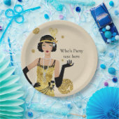 1920 Flapper Girl Gatsby , Art Deco Pappteller (Party)