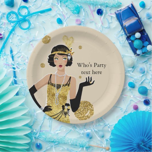 1920 Flapper Girl Gatsby , Art Deco Pappteller (Party)