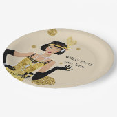 1920 Flapper Girl Gatsby , Art Deco Pappteller (Schrägansicht)