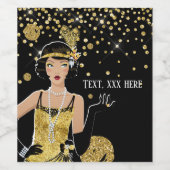 1920 Flapper Girl Gatsby , Art Deco Weinetikett (Einzelnes Label)
