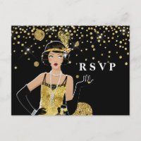 1920 Flapper Girl Gatsby UAWG Einladung Postkarte