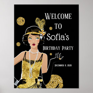 1920 Flapper Girl Gatsby Willkommenszeichen Poster