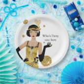 1920 Flapper-Mädchen Gatsby, Art Deco Pappteller (Party)