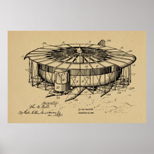 1920 Flugmaschine Flugzeug Patent Art Zeichnend Poster (Vorne)