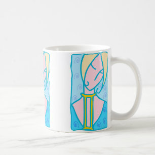 1920 Gemini Frau in blau mit Symbol Kaffeetasse