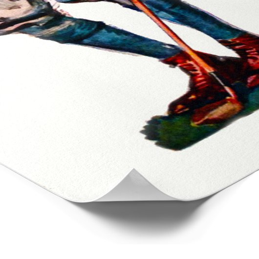 1920 Golf Aquarell Print Poster (Ecke)