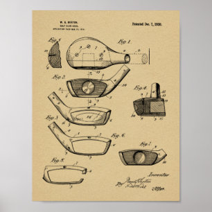 1920 Golf Club Head Design Patent Art Print Poster