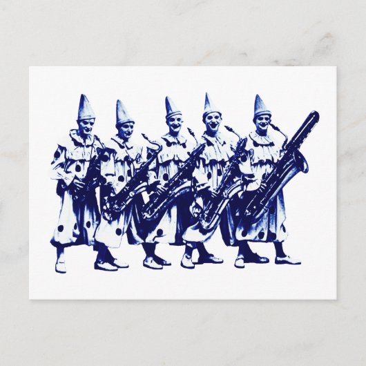 1920 Jazz-Clowns, blau Postkarte (Vorderseite)