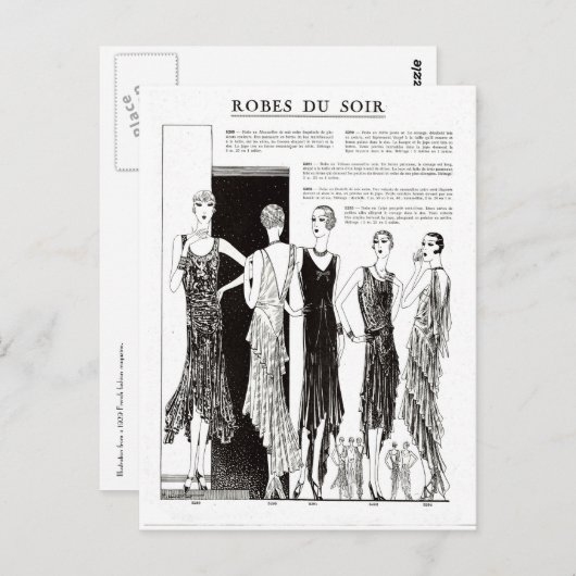 1920 Kleider Französisch Illustration Postkarte (Vorne/Hinten)