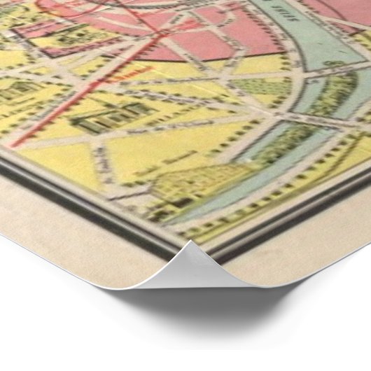 1920 Landschaftlich Sights Travel Map of Paris, Fr Poster (Ecke)