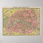 1920 Landschaftlich Sights Travel Map of Paris, Fr Poster (Vorne)