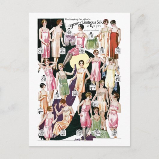 1920 Lustrous Lingerie Ad Label Postkarte (Vorderseite)