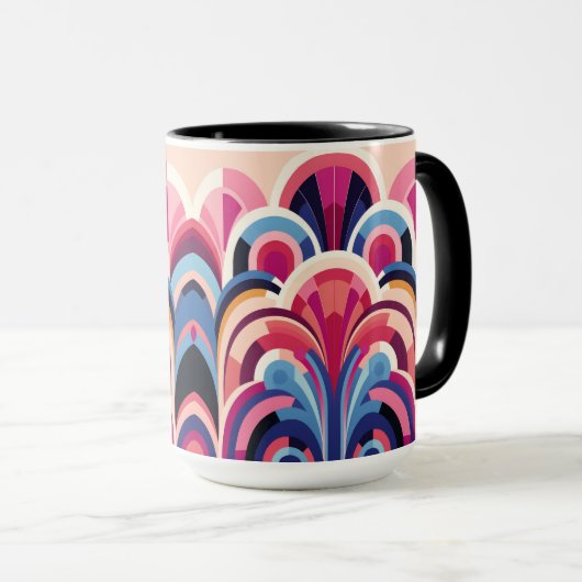 1920 Retro Art Deco Rosa, Lila, blau modern Tasse (VorderseiteRechts)
