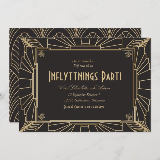 1920-teman inflyttningsfest inbjudan einladung (Vorne/Hinten)