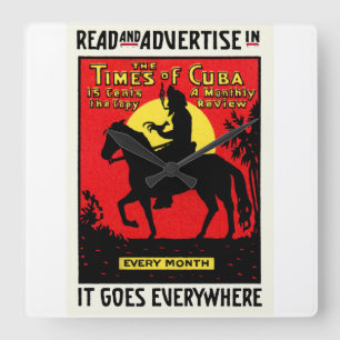 1920 The Times of Cuba Quadratische Wanduhr