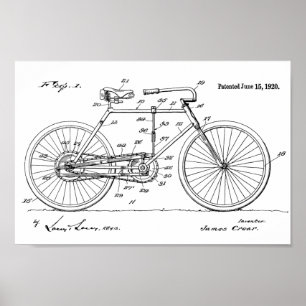 1920 Vintages Fahrradpatent Art Print Poster