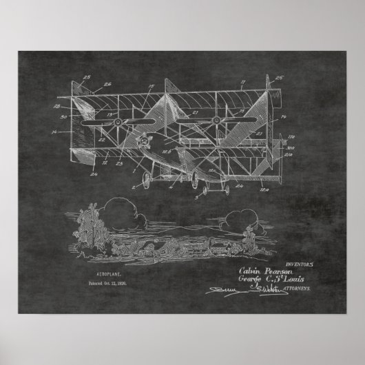 1920 Vintages Flugzeug-Patent Zeichnend Druck Poster (Vorne)