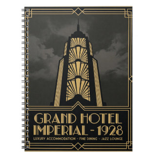 1920er Art Deco Grand Hotel Spiral Journal Notizblock