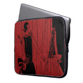 1920er Art Deco Mode-Schau-Model rot Laptopschutzhülle (Vorderseite Links)