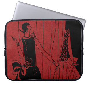 1920er Art Deco Mode-Schau-Model rot Laptopschutzhülle