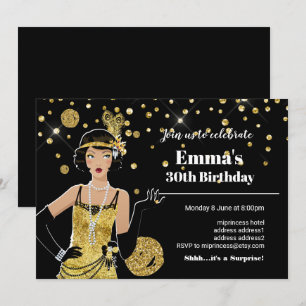 1920er Flapper-Girl-Einladung, Gatsby Geburtstag Einladung