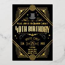 1920er Jahre Art Deco Black & Gold 40th Birthday P