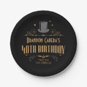 1920er Jahre Art Deco Black & Gold 40th Birthday P Pappteller (Vorderseite)