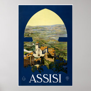 1920er Jahre Assisi Italien Klassischer Vintage-St Poster