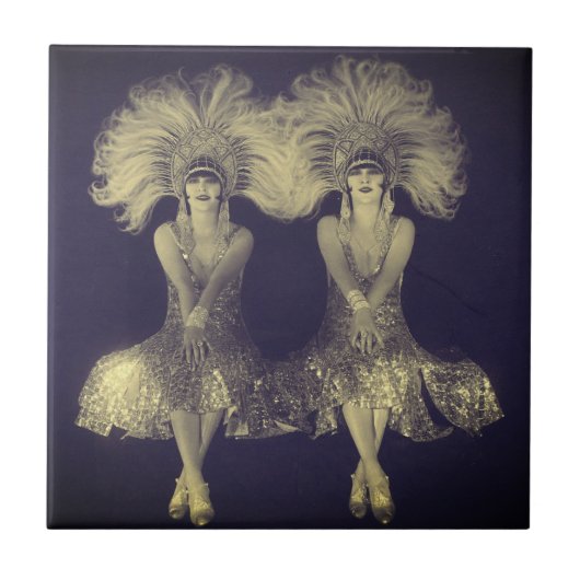 1920er Jahre Dolly Sisters Twins Flappers Fliese (Vorderseite)