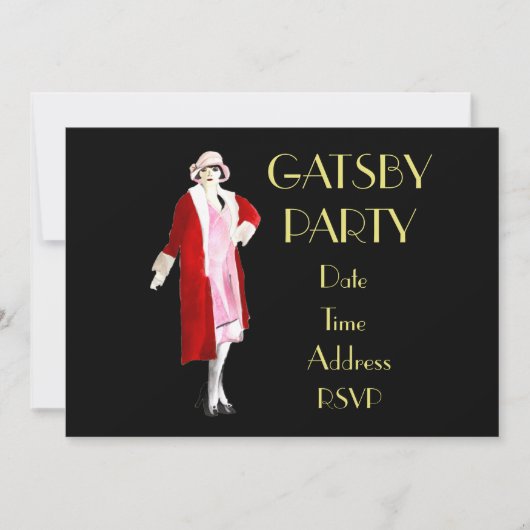 1920er Jahre Roaring 20er Flapper-Party Einladung (Vorderseite)