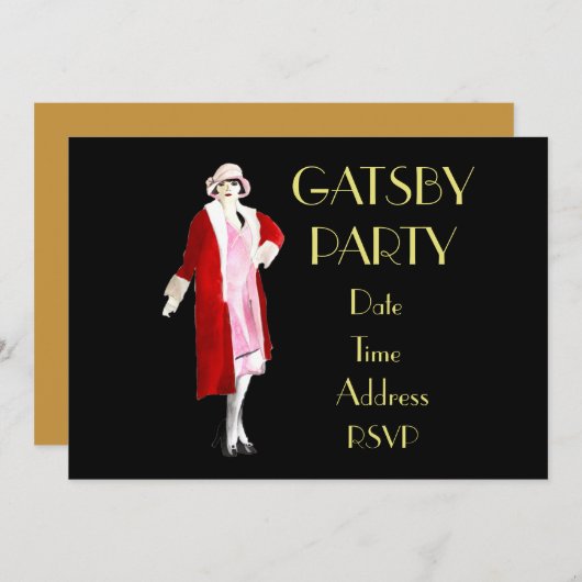 1920er Jahre Roaring 20er Flapper-Party Einladung (Vorne/Hinten)