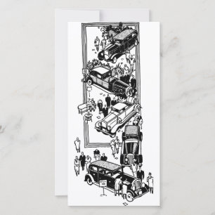 1920er Leute Auto Show Art Illustration Feiertagskarte