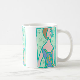 1920er Pisces-Frau mit Symbol lila grün Kaffeetasse