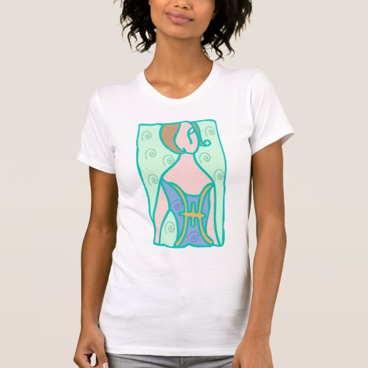 1920er Pisces-Frau mit Symbol lila grün T-Shirt (Vorderseite)