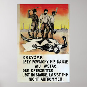 1920er Polnisches Anti-Deutsches Plakat Der Kreuzr