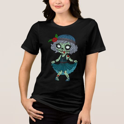 1920er Zombie Flapper-Girl Tri-Blend Shirt (Vorderseite)