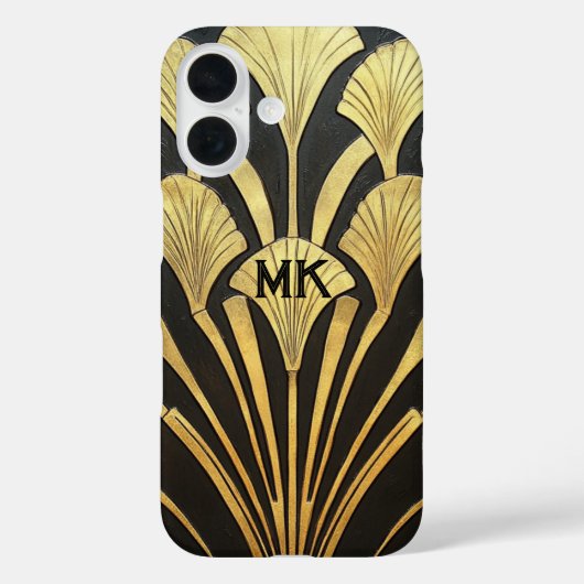 1920's Art Deco Egyptian Black Gold Monogram Case-Mate iPhone Hülle (Rückseite)