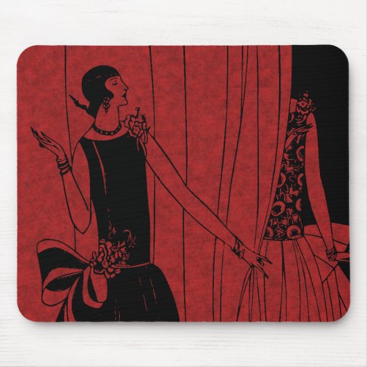 1920s Art Deco Fashion Show Model Red Mousepad (Vorne)