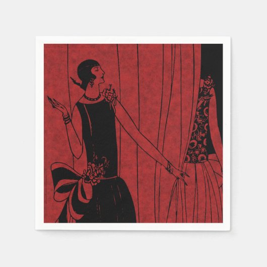 1920s Art Deco Fashion Show Red and Black Serviette (Vorderseite)