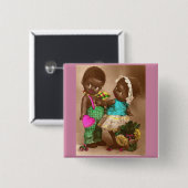 1920s Black Dolls in Love Button (Vorne & Hinten)