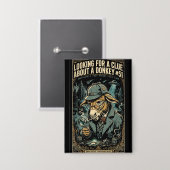 1920s Detective Donkey Noir Comic Button (Vorderseite/Rückseite)