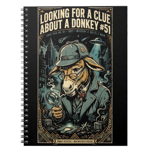 1920s Detective Donkey Noir Comic Notizblock (Vorderseite)