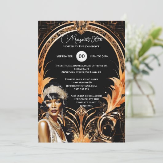 1920's Great Gatsby Flapper Mädchen Retro-Thema Einladung (Stehend Vorderseite)