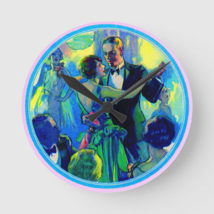 1920s lady and gentleman on the dance floor runde wanduhr