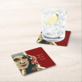 1920s Lady in a Blue Hat Pop Art Custom Text Rechteckiger Pappuntersetzer (Vor Ort)