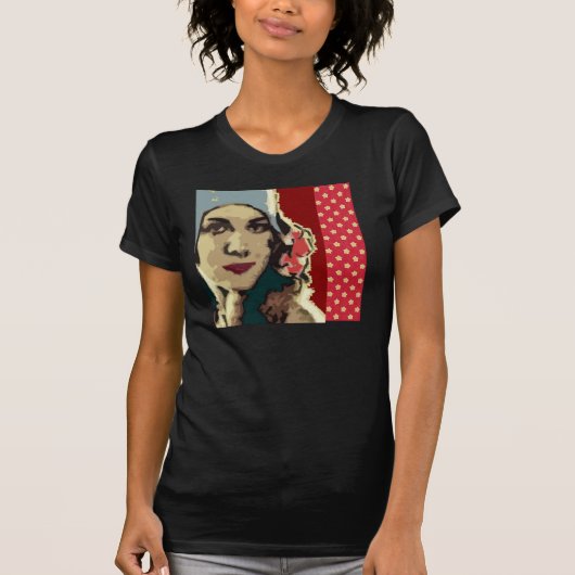 1920s Lady in a Blue Hat Pop Art T-Shirt (Vorderseite)