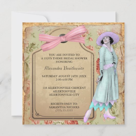 1920's Theme Bridal Shower Invitation Einladung (Vorderseite)