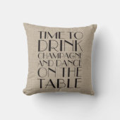 1920's Time to Drink Champagne Burlap Pillow Kissen (Vorderseite)